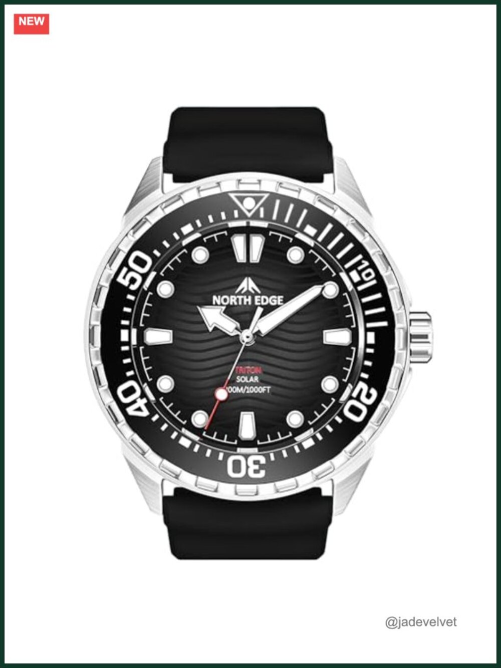 Men's Solar Powered Dive Watch 300M Water Resistant Luminous Analog